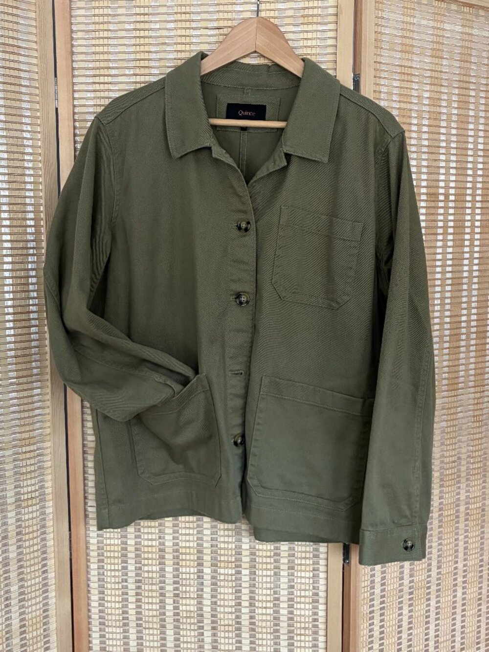 Quince Organic Comfort Stretch Chore Jacket Olive Sz XL